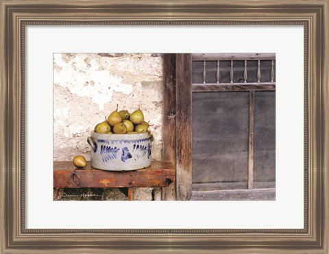 Framed Bushel and a Peck Crock of Pears Print