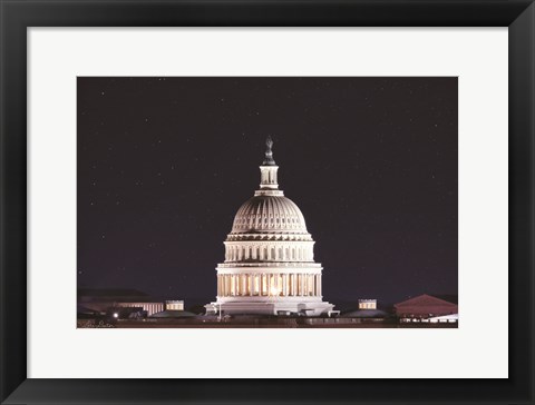 Framed US Capital at Night Print