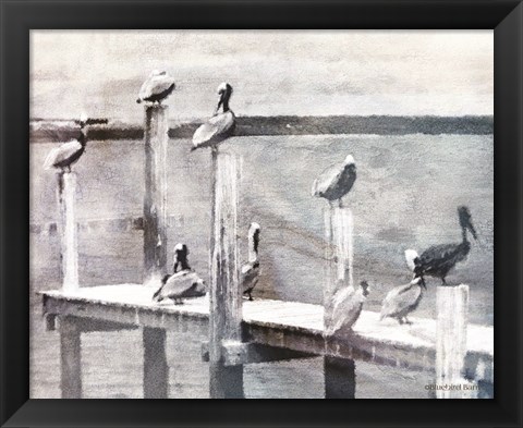 Framed Birds on a Pier Print