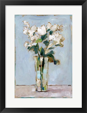 Framed White Floral Arrangement I Print