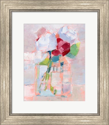 Framed Abstract Flowers in Vase I Print