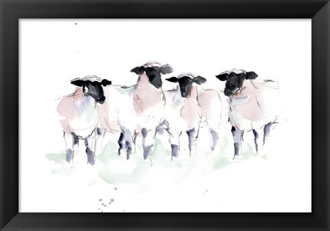 Framed Minimalist Watercolor Sheep II Print