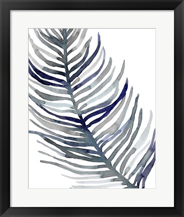 Framed Blue Feathered Palm I Print