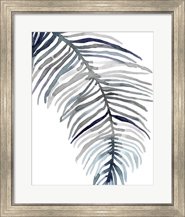 Framed Blue Feathered Palm II Print