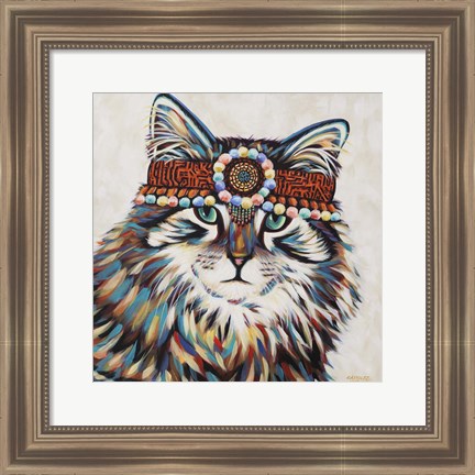 Framed Hippie Cat II Print