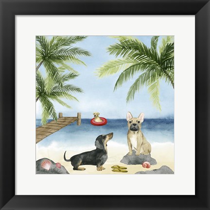 Framed Dogs on Deck I Print