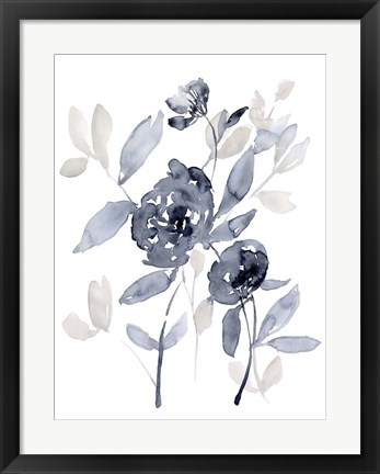 Framed Peonies in Grey I Print