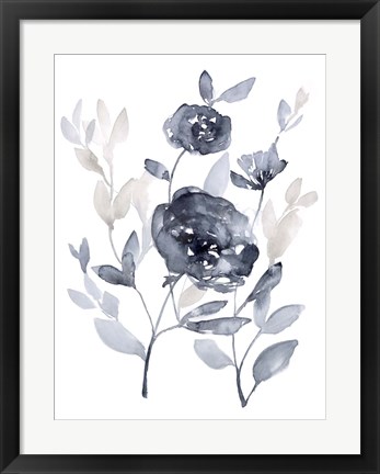 Framed Peonies in Grey II Print