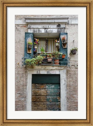 Framed Italian Window Flowers I Print