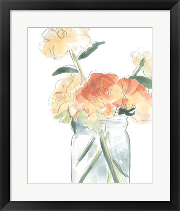 Framed Soft Posy Sketch I Print