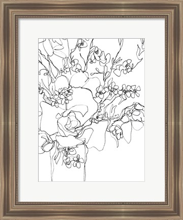 Framed Contour Bouquet I Print