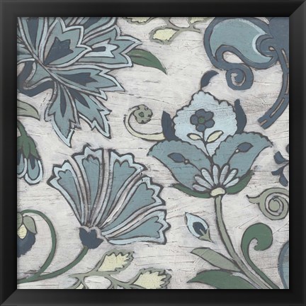 Framed Blue Garden Chintz I Print