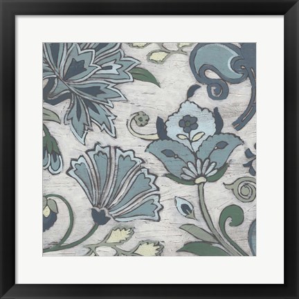 Framed Blue Garden Chintz I Print