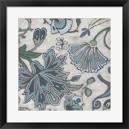 Framed Blue Garden Chintz III Print