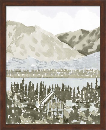 Framed Watercolor Mountain Retreat I Print