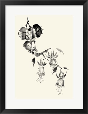 Framed Ink Wash Floral VIII - Fuchsia Print