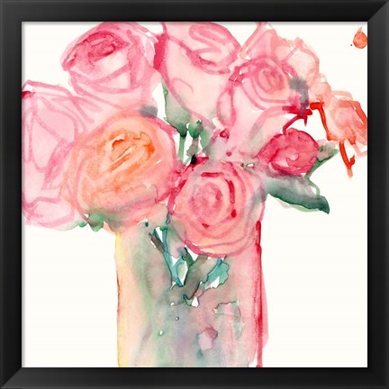 Framed Cottage Roses II Print