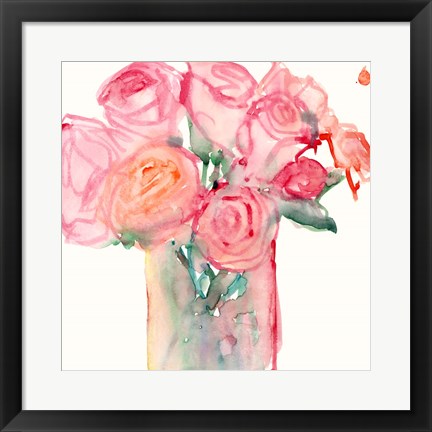 Framed Cottage Roses II Print