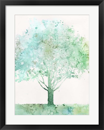 Framed Aquamarine Tree I Print