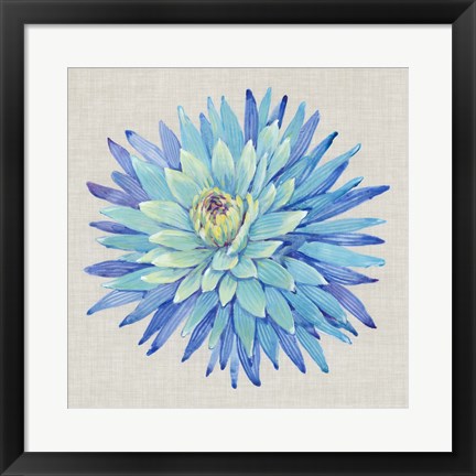 Framed Floral Portrait on Linen I Print