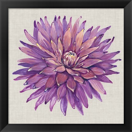 Framed Floral Portrait on Linen II Print