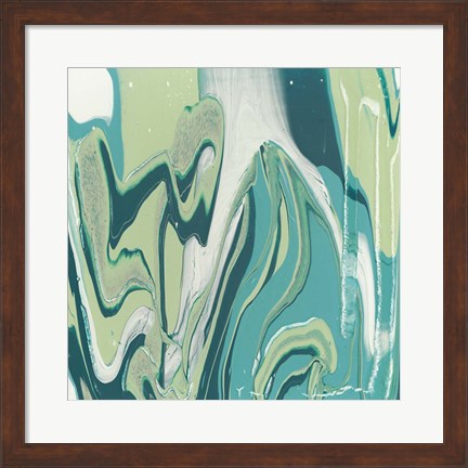 Framed Flowing Teal III Print