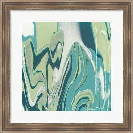 Framed Flowing Teal III Print