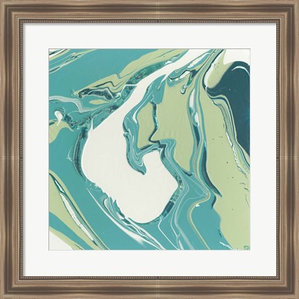 Framed Flowing Teal IV Print