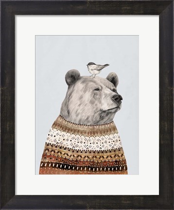 Framed Fair Isle Bear I Print