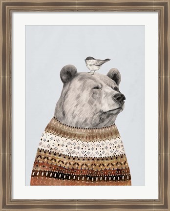 Framed Fair Isle Bear I Print