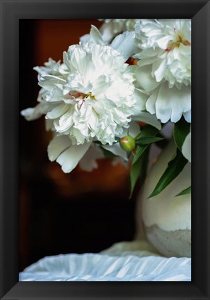 Framed White Peonies In Cream Pitcher 4 Print