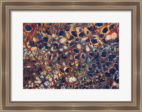 Framed Layers Of Worn Auto Paint Abstract 1 Print