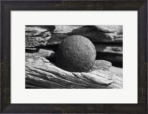 Framed Wood And Metal Ball Abstract Print