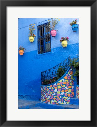 Framed Morocco, Chefchaouen Colorful House Exterior Print