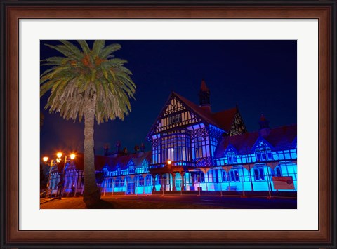 Framed Bath House At Dusk, Government Gardens, Rotorua, North Island, New Zealand Print