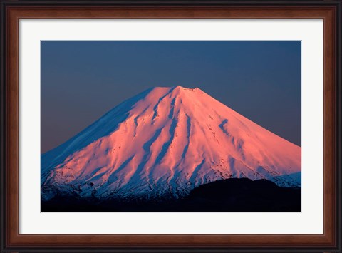 Framed Alpenglow On Mt Ngauruhoe At Dawn, Tongariro National Park, New Zealand Print