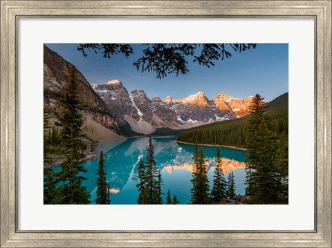 Framed Alberta, Banff National Park, Moraine Lake At Sunrise Print