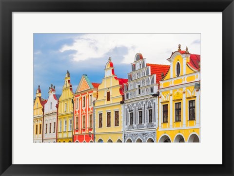 Framed Europe, Czech Republic, Telc Colorful Houses On Main Square Print