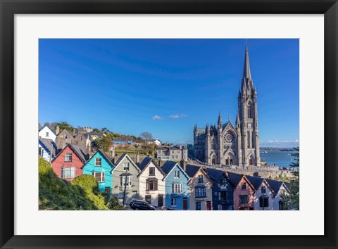 Framed Deck Of Card Houses With St Colman&#39;s Cathedral In Cobh, Ireland Print