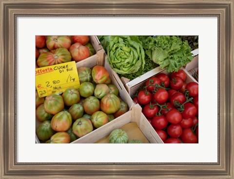 Framed Italy, Genoa Province, Rapallo Fresh Produce In Outdoor Market Print