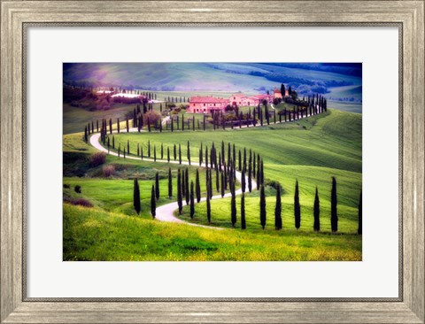 Framed Italy, Tuscany, Val d&#39;Orcia Farm Landscape Print