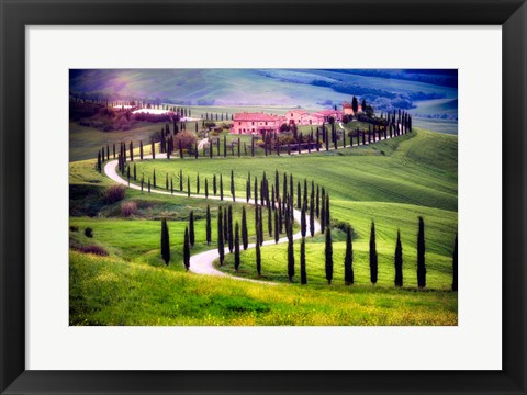 Framed Italy, Tuscany, Val d&#39;Orcia Farm Landscape Print