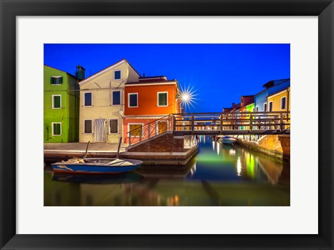 Framed Europe, Italy, Burano Sunset On Canal Print