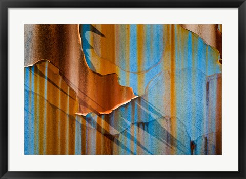 Framed Alaska, Craig Rust Streaks And Peeling Paint On Old Travel Trailer Print