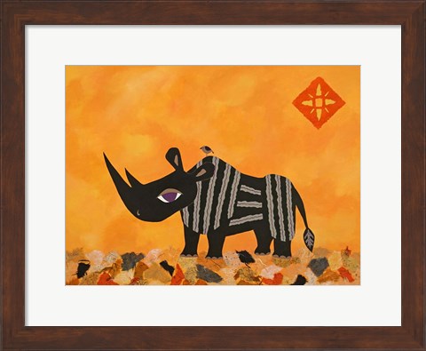 Framed Rhino with Summer Sky Print