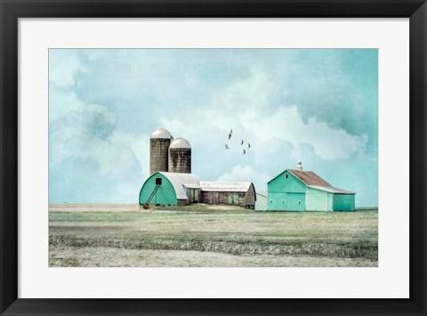 Framed Aqua Barns Print