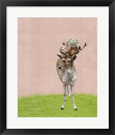 Framed Buck on Pink Print