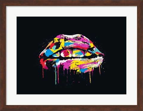 Framed Colorful Lips Print