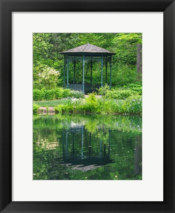 Framed Delaware, Gazebo Overlooking A Pond Print