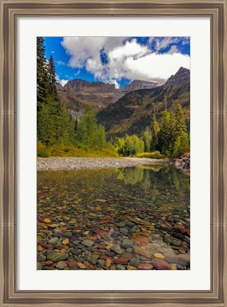 Framed Mcdonald Creek With Garden Wall In Early Autumn In Glacier National Park, Montana Print